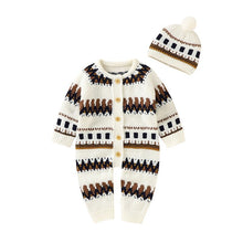 Load image into Gallery viewer, FOCUSNORM 0-18M Newborn Baby Boy Girl Sweater Rompers Long Sleeve Knitting Single Breasted Patchwork Autumn Winter Jumpsuit
