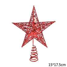 Load image into Gallery viewer, Hollow Sparkle Star Toppers Christmas Tree Topper Gold Silver Red Xmas Tree Ornament for Christmas New Year Party Treetop Decor
