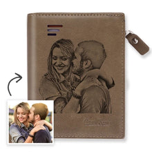 Load image into Gallery viewer, Personalized Photo Wallets Men Short Customized Engraving Picture Custom Wallet For Multifunctional Zip Bag Coin Purse
