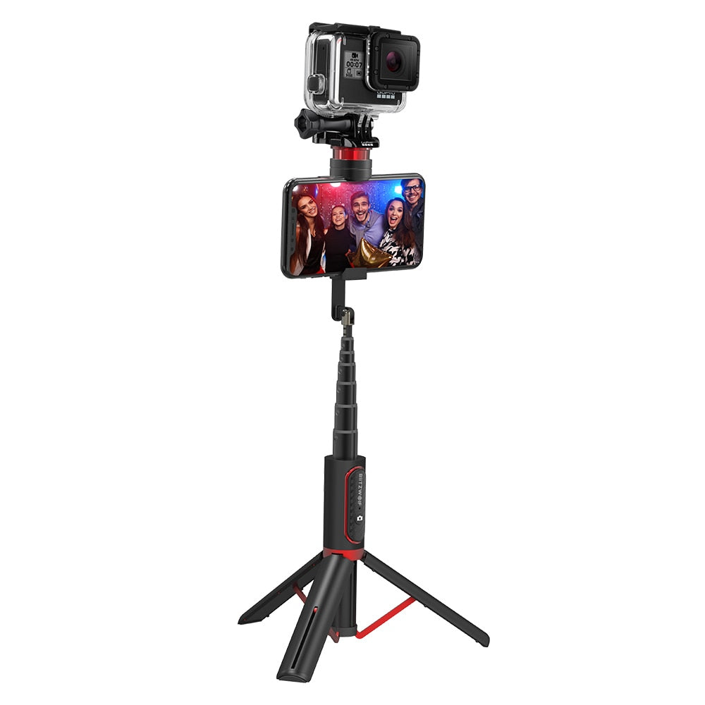 BlitzWolf BW-BS10 Sport All In One Wireless bluetooth Selfie Stick Foldable Monopod Tripod Selfie Sticks for Camera Phones