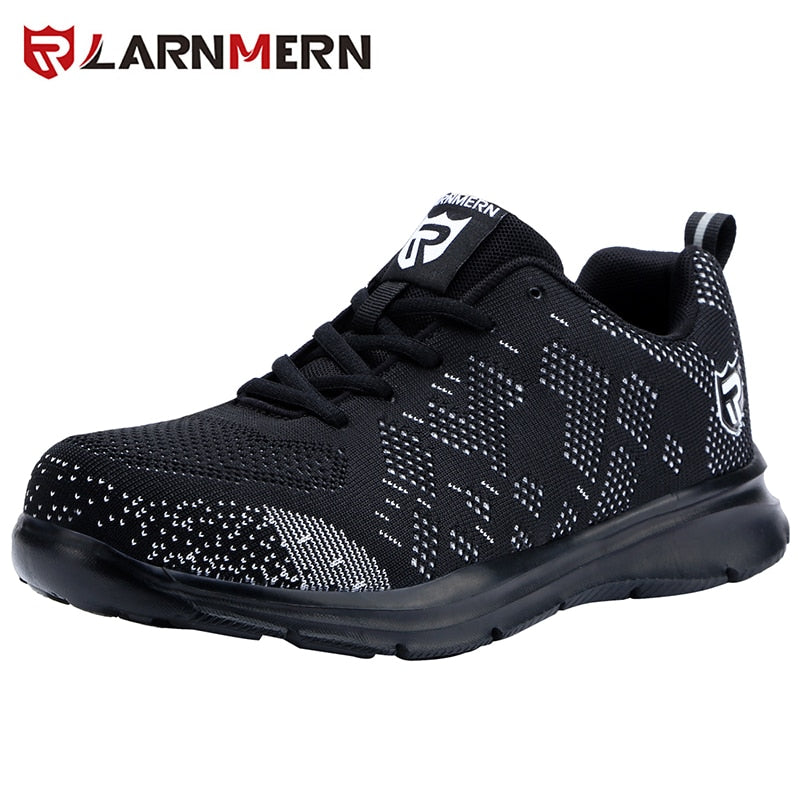 LARNMERN Mens Work Shoes Steel Toe Safety Shoes Comfortable Lightweight Anti-Smashing Anti-puncture Construction Sneaker