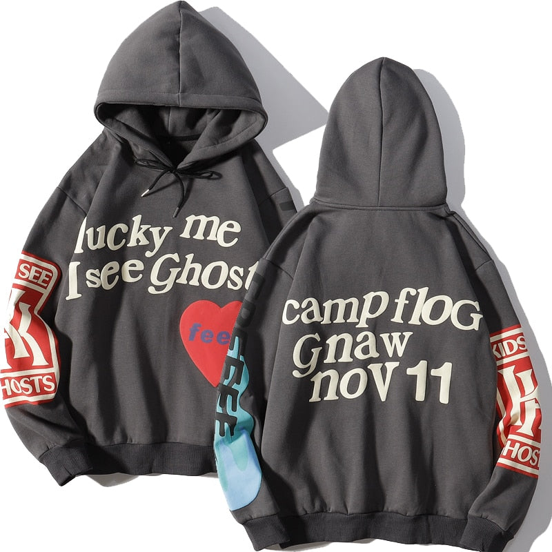 Dropshiping Adult Kanye Lucky Me I See Ghosts Trendy Hip Hop Hooded Sweatshirts Pullover Hoodies Tops for Men Women Teens