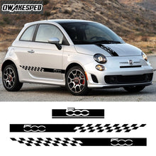 Load image into Gallery viewer, Vinyl Decal Accessories For-Fiat 500 Auto Engine Cover Bonnet Stripes Exterior Body Decor 1 set Car Hood Door Side Skirt Sticker
