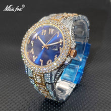 Load image into Gallery viewer, Waterproof Men Quartz Wristwatches Stylish Classic Ice Out Diamond Bezel Sunburst Dial Watch For Male Calendar Diver Wholesale
