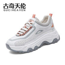 Load image into Gallery viewer, Ladies autumn round-toe platform low-top shoes lace-up color matching casual shoes
