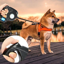 Load image into Gallery viewer, 3-in-1 And 4.5M LED Flashlight Extendable Retractable Pet Dog Leash Automatic Flexible Traction Rope Belt Lead with Garbage Bags

