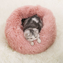 Load image into Gallery viewer, Round Plush Dog Bed House Dog Mat Winter Warm Sleeping Cats Nest Soft Long Plush Dog Basket Pet Cushion Portable Pets Supplies
