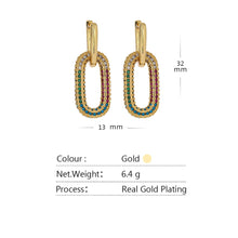 Load image into Gallery viewer, Yhpup New Exquisite Shiny Cubic Zirconia Geometric Drop Earrings Fashion Gold Plated Copper Earrings Jewelry Gift 2021

