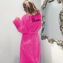 Load image into Gallery viewer, Christmas Queen Letter Flannel Winter Warm Sleep Robes Fluffy Pajama Sets Women&#39;s Long Bath Robe Bathrobe Dressing Gown Robes
