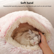 Load image into Gallery viewer, 2 In 1 Pet Cat Bed Foldable Round Cat Dog Winter Warm House Soft Long Plush Sleeping Bed for Small Dogs Cats Nest Cat Product
