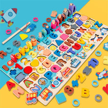 Load image into Gallery viewer, Montessori Educational Wooden Toys Children Busy Board Math Fishing Children&#39;s Wooden Preschool Montessori Toy Counting Geometry
