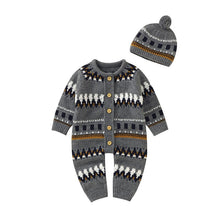 Load image into Gallery viewer, FOCUSNORM 0-18M Newborn Baby Boy Girl Sweater Rompers Long Sleeve Knitting Single Breasted Patchwork Autumn Winter Jumpsuit
