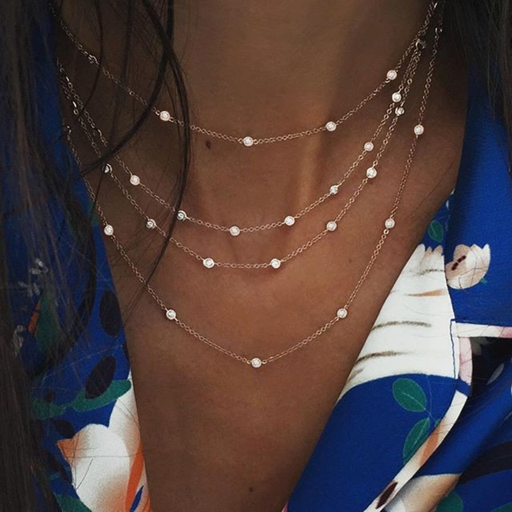 Bohemian Multi-layer Moon Star Necklace For Women Gold Color 2020 Vintage Pendants Necklaces Geometry Chokers Jewelry Gift