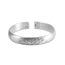 Load image into Gallery viewer, 999 Pure Silver Women&#39;s Lotus Heart Sutra Bracelet
