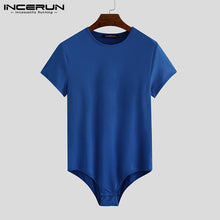 Load image into Gallery viewer, Men Fashion Bodysuit T Shirts Sexy Leisure Short Sleeve O Neck Fitness T-shirt Men Solid Color Comfortable Underwear 5XL INCERUN
