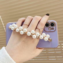 Load image into Gallery viewer, For iPhone 12 Pro Max Cases 6D Plating Pearl Chain Phone Case For iPhone 11 Pro Max XR XS Max 7 8 Plus X Wrist Band Soft Cover
