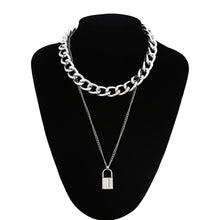 Load image into Gallery viewer, Layered Chain Necklace Neck Chains Lock Pendant Jewelry For Women Punk Choker Padlock Goth Jewelry Grunge Aesthetic Accessories
