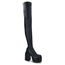 Load image into Gallery viewer, punk style autumn winter boots elastic microfiber shoes woman ankle boots high heels black thick platform long knee high boots
