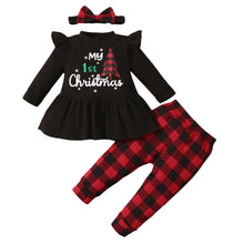 Load image into Gallery viewer, 2021-07-14 Lioraitiin 0-18M Infant Baby Girl Autumn 3Pcs Christmas Clothing Set Long Sleeve Letter Printed Top Long Pants
