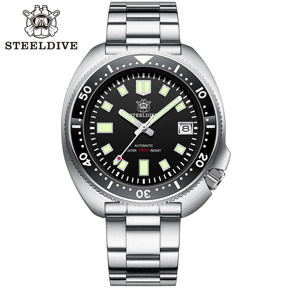Steeldive SD1970 Turtle Diver Watch 20 Bar Stainless Steel Men Automatic Mechanical Sapphire Glass Luminous Men Watch Automatic