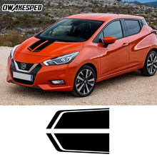 Load image into Gallery viewer, For Nissan-Micra Racing Sport Stripes Car Hood Bonnet Sticker Auto Engine Cover Decor Vinyl Decals Exterior DIY Accessories
