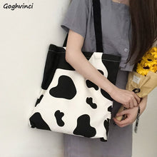 Load image into Gallery viewer, Shopping Bags Women Cow Pattern Canvas Harajuku Sweet Girls Ulzzang Korean Leisure Popular Simple Chic Shopper Female Chic Ins
