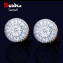 Load image into Gallery viewer, 8MM Gold Color Small Round Stud Earring AAAA Cubic Zircon Screw Back Men&#39;s Earrings Fashion Hip Hop Jewelry
