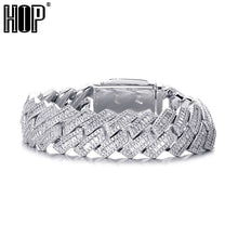 Load image into Gallery viewer, Hip Hop 21MM 3 Row Baguette Prong Cuban Chains Bling Iced Out CZ Setting AAA+ Cubic Zirconia Box Buckle Bracelet For Men Jewelry
