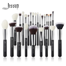 Load image into Gallery viewer, Jessup Makeup brushes set Black/Silver Professional with Natural Hair Foundation Powder Eyeshadow Make up Brush Blush 6pcs-25pcs
