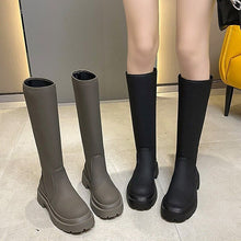 Load image into Gallery viewer, Women&#39;s Long Boots Autumn Winter PU Low Heel Ladies Knee High Boot 2021 Fashion Women Shoes Slip On Platform Footwear Female
