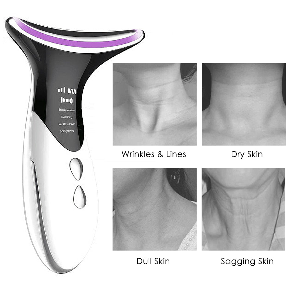 Remove Double Chin Neck Device LED Photon Heating Therapy Anti-Wrinkle Neck Care Tool Vibration Skin Lifting Tightening Massager
