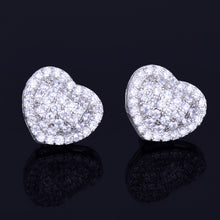 Load image into Gallery viewer, Heart-shaped Earring White Color Full Cubic Zircon Women Fashion Hip Hop Jewelry for Gift 14MM
