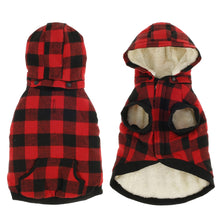 Load image into Gallery viewer, Red Plaid Dog Clothes Soft Pet Dogs Clothing Winter Warm Flannel Hoodies Puppy Cute Hooded Coats Jackets S/M/L/XL/XXL Size
