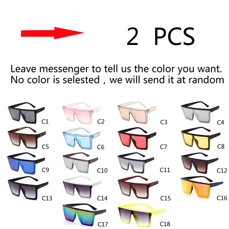 Oversized Square Sunglasses Ladies Transparent Colorful Sunglasses Men Retro Flat-Top Glasses Can Support Wholesale And Retail