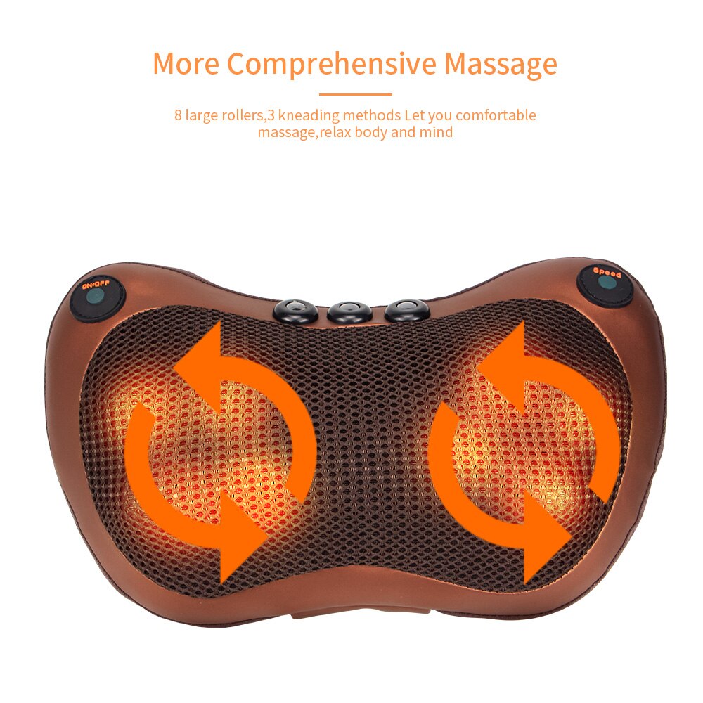 Kneading Infrared Therapy Pillow Shiatsu Home/Car Massage Pillow Cervical Shiatsu Massager Head Neck Back Waist Body Massager