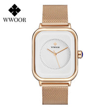 Load image into Gallery viewer, Fashion Minimalist Watch Women 2020 WWOOR Top Brand Luxury Women Square Quartz Watch Ladies Rose Gold Wrist Watches Sports Clock
