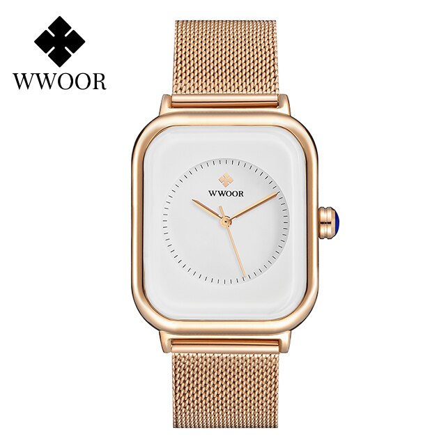 Fashion Minimalist Watch Women 2020 WWOOR Top Brand Luxury Women Square Quartz Watch Ladies Rose Gold Wrist Watches Sports Clock