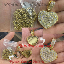 Load image into Gallery viewer, Personalise Heart Name Necklace Customized Clamshell Picture Charm Pendant For Mom HipHop Iced Out Jewelry For Mother&#39;s Day Gift
