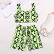 Load image into Gallery viewer, Fashion Serpentine Mommy and Me Clothing Set 2021 New Summer Family Matching Look Vest + Shorts 2pcs Woman Girls Suits
