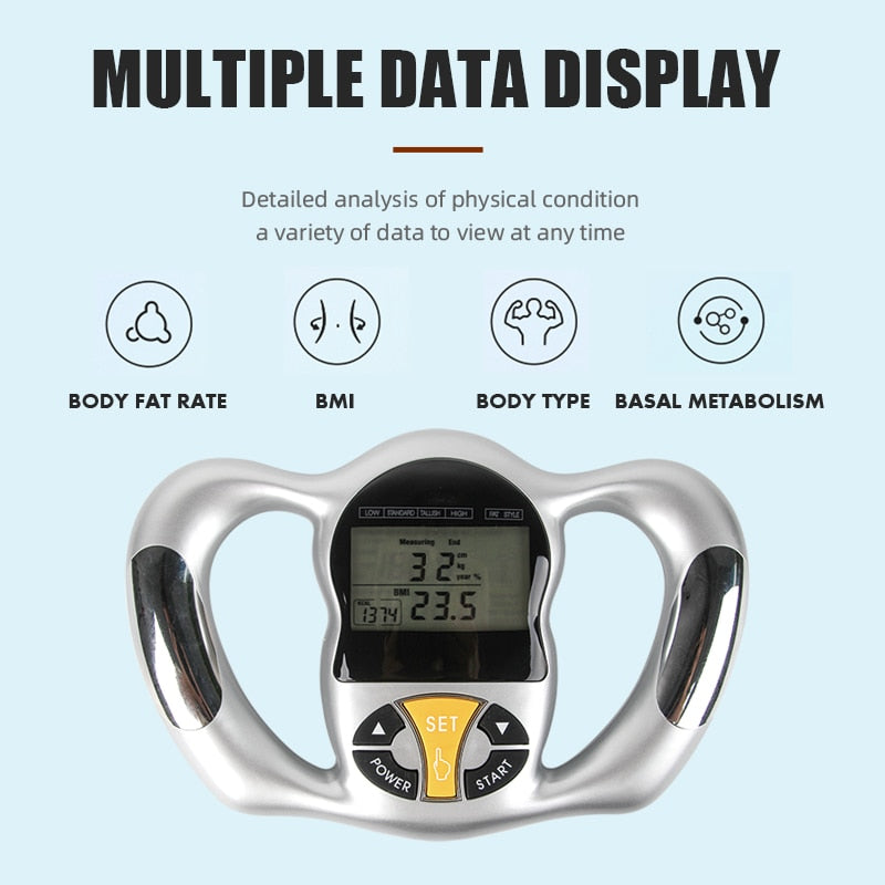 Handheld Bodylarge Body Fat Monitors LCD Screen Analyzer BMI Meter Health Fat Analyzer Monitor Calculator Measurement HealthCare