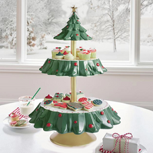 Load image into Gallery viewer, 1Pc Christmas Tree Dessert Table Fruit Plate Double Layer Cake Stand Holiday Party Candy Plate Snack Tray Xmas Snack Rack Holder

