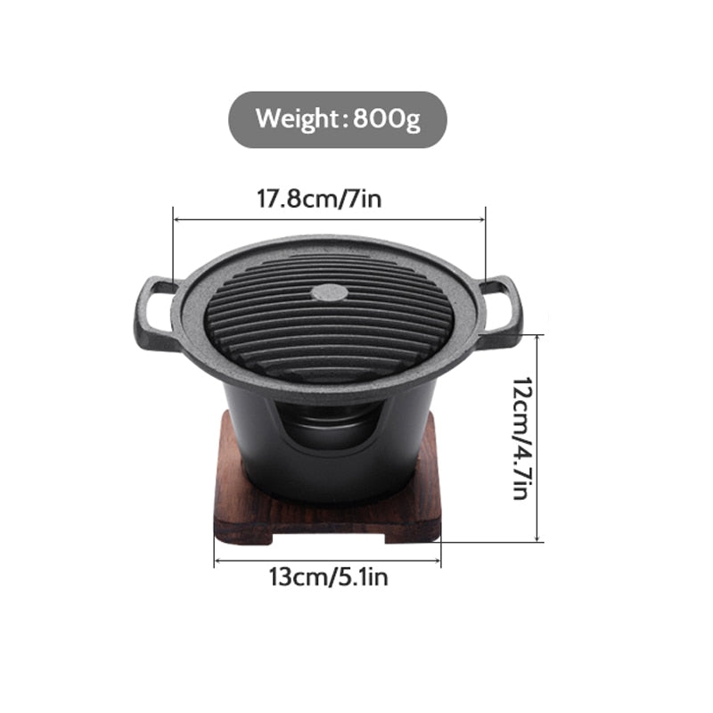 TEENRA Mini BBQ Grill Japanese Alcohol Stove Home Smokeless Barbecue Grill Outdoor BBQ Plate Roasting Meat Tools