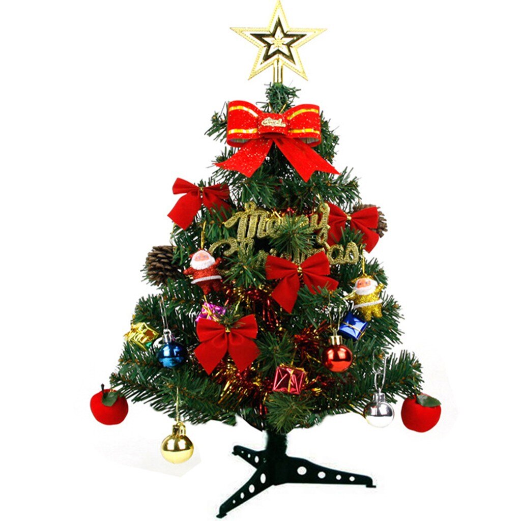 30/45/60cm Mini Table Top Christmas Tree Small Desk Xmas Tree Party Ornament Decorated Tree For Home Christmas Decoration