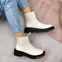 Load image into Gallery viewer, QUTAA 2022 INS Fashion Ankle Boots Slip On Cow Leather Autumn Women Shoes Round Toe Square Med Heel Winter Short Boots 34-40
