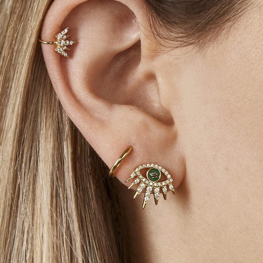 New Fashion Crystal Metal Ear Cuff Set for Women Boho Trendy Cuff Statement Rhinestone Clip Earrings Earcuffs Jewelry Wholesale