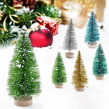 Load image into Gallery viewer, 12/24Pcs Lot Mini Christmas Tree Sisal Silk Cedar Home Decor 4.5CM Small Santa Snow Frost Village House New Year Supplies Hot

