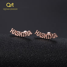 Load image into Gallery viewer, 1 Pair Personalized Custom Name Earrings For Women Customize Initial Cursive Nameplate Stud Earring Gift For Best Friend Girls
