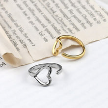 Load image into Gallery viewer, Aesthetic Hollow Heart Couple Ring For Women Gold Aadjustable Heart Finger Ring Vintage Jewelry Accessories Bague Femme 2021 BFF
