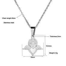 Load image into Gallery viewer, Lovely Cartoon Wings Angel Heart Stainless Steel Pendant Necklace Chain Cute Necklaces For Women Children Birthday Jewelry Gifts
