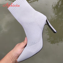 Load image into Gallery viewer, Aphixta 2020 Stretch Fabric Socks Boots Women Shoes Official 9cm Metal Heels Party Fashion Pointed Toe Autumn Lady Ankle Boots
